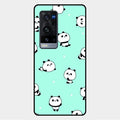 Cute Panda Blue Glass Case Cover For Vivo X60 Pro Plus 5G