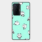 Cute Panda Blue Glass Case Cover For Vivo X70 Pro 5G