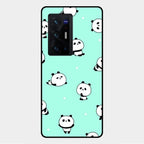 Cute Panda Blue Glass Case Cover For Vivo X70 Pro Plus 5G