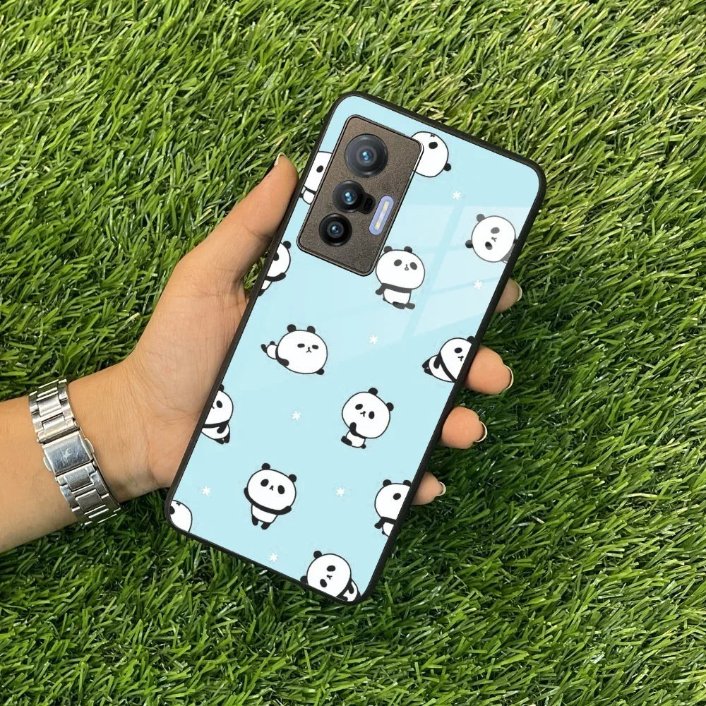 Cute Panda Blue Glass Case Cover For Vivo - ShopOnCliQ