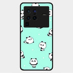 Cute Panda Blue Glass Case Cover For Vivo X80 Pro 5G