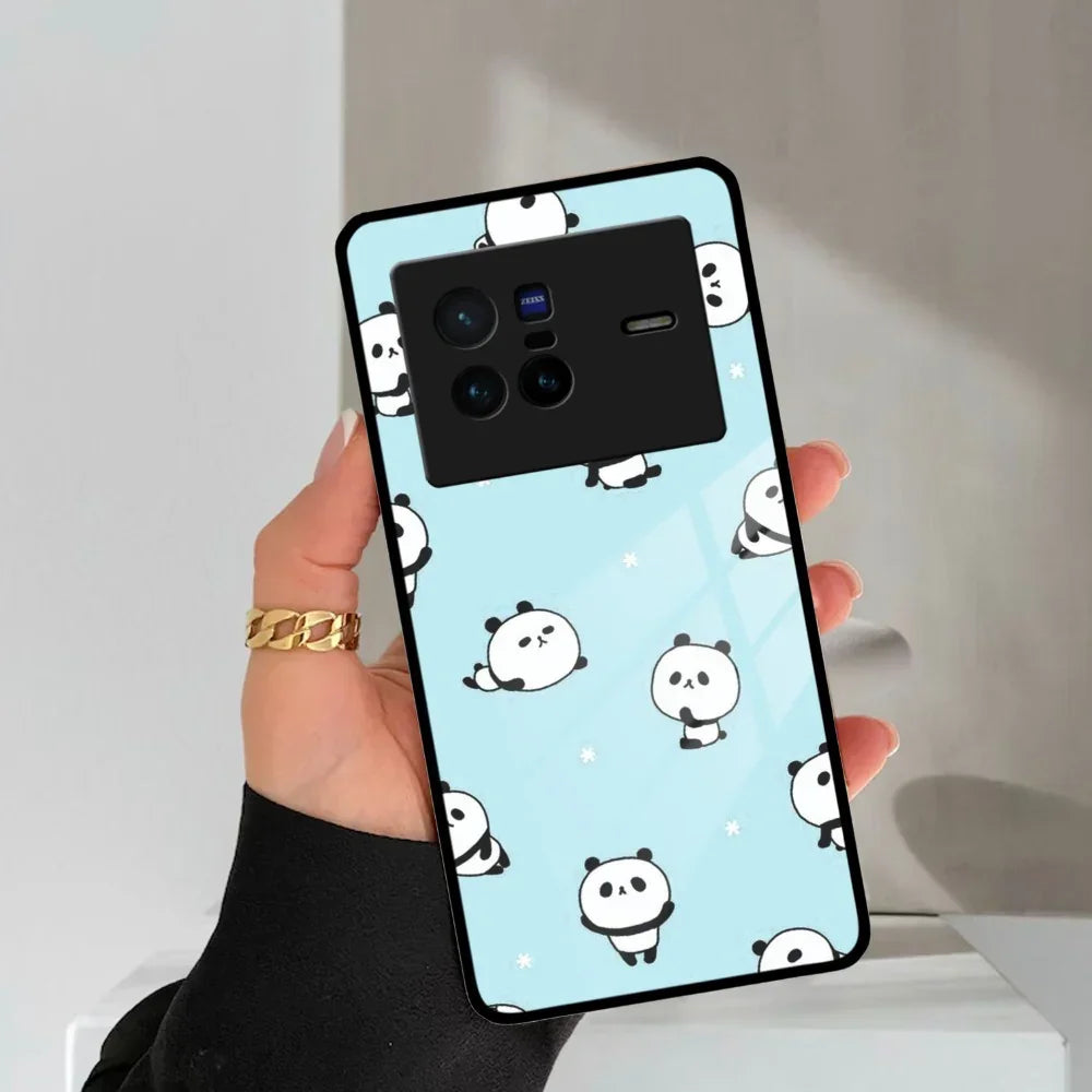 Cute Panda Blue Glass Case Cover For Vivo - ShopOnCliQ
