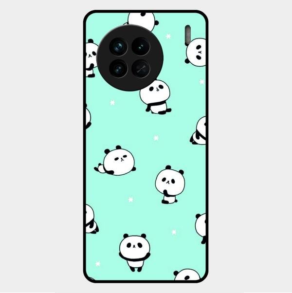 Cute Panda Blue Glass Case Cover For Vivo X90 5G