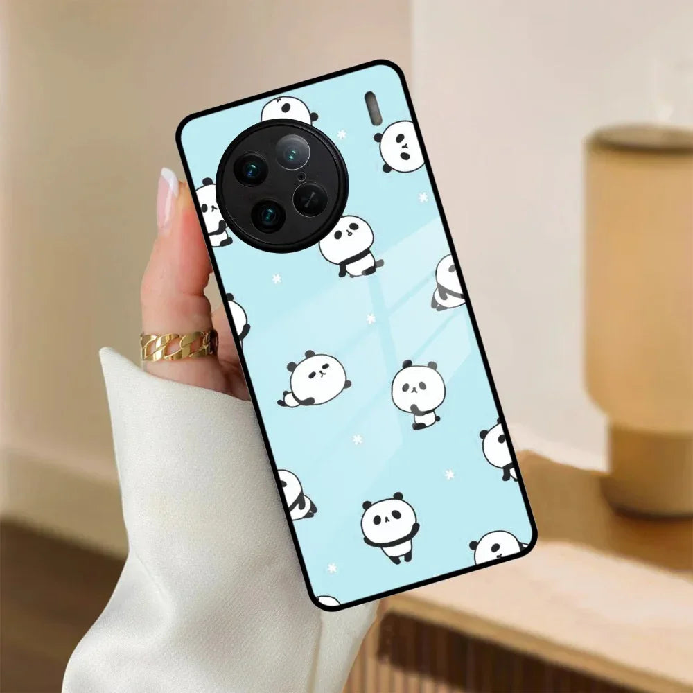 Cute Panda Blue Glass Case Cover For Vivo - ShopOnCliQ
