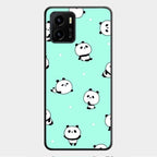 Cute Panda Blue Glass Case Cover For Vivo Y01