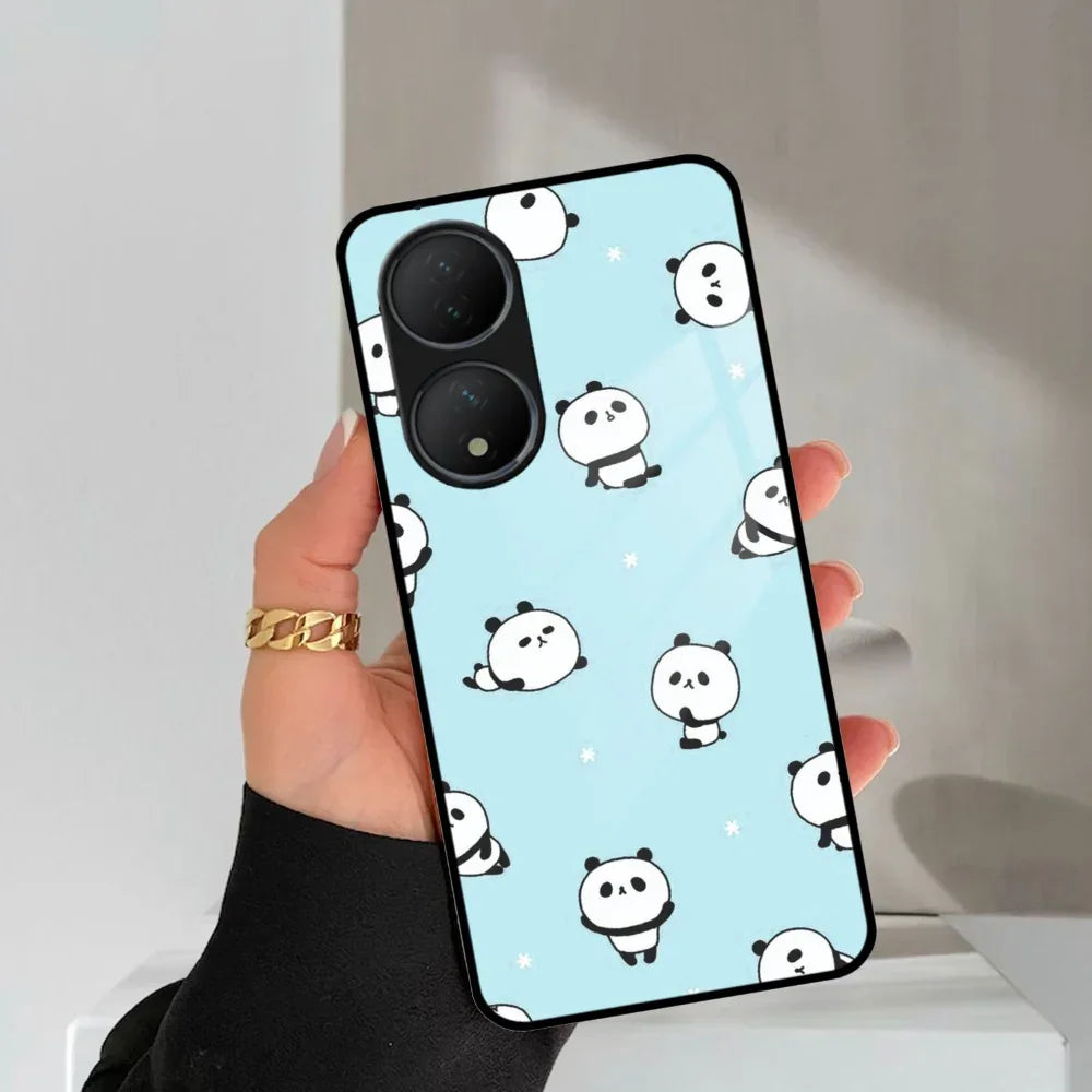 Cute Panda Blue Glass Case Cover For Vivo - ShopOnCliQ
