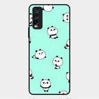 Cute Panda Blue Glass Case Cover For Vivo Y12G