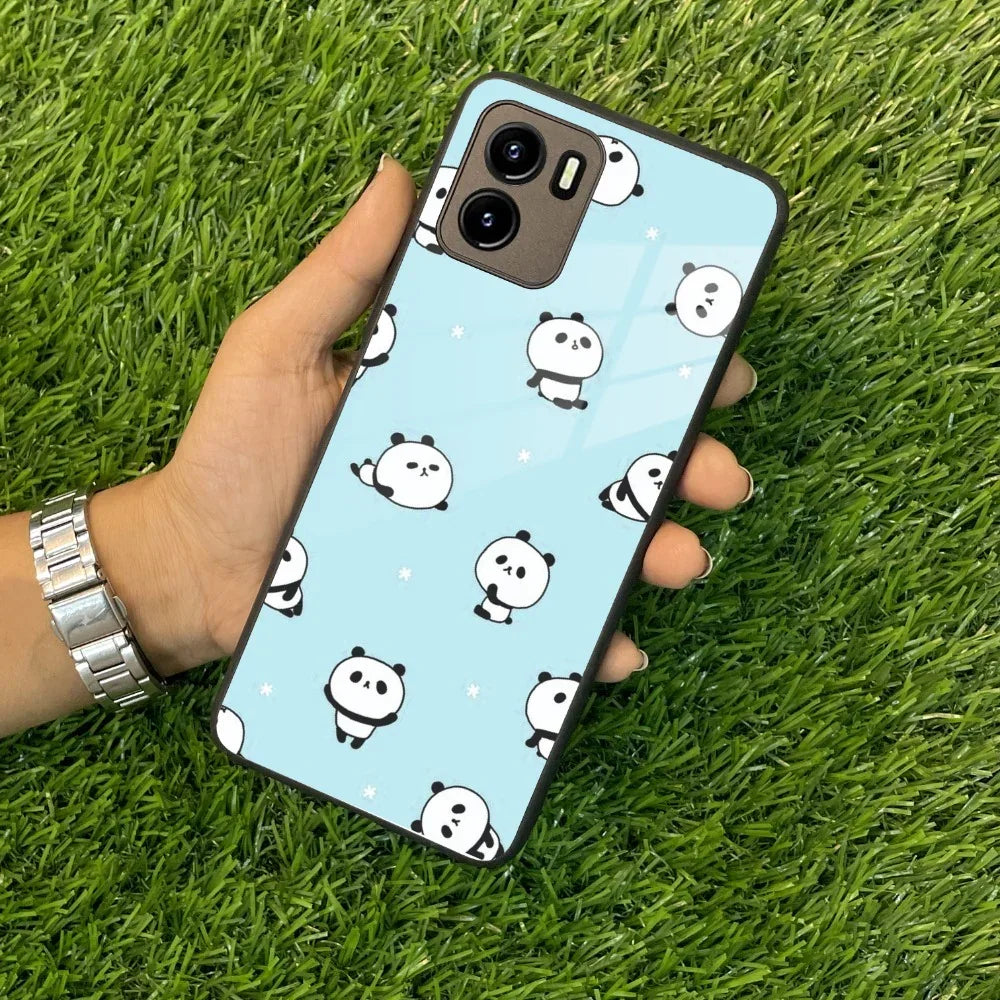 Cute Panda Blue Glass Case Cover For Vivo - ShopOnCliQ