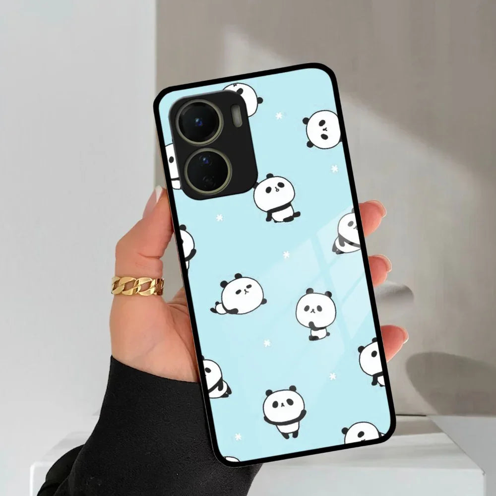Cute Panda Blue Glass Case Cover For Vivo - ShopOnCliQ