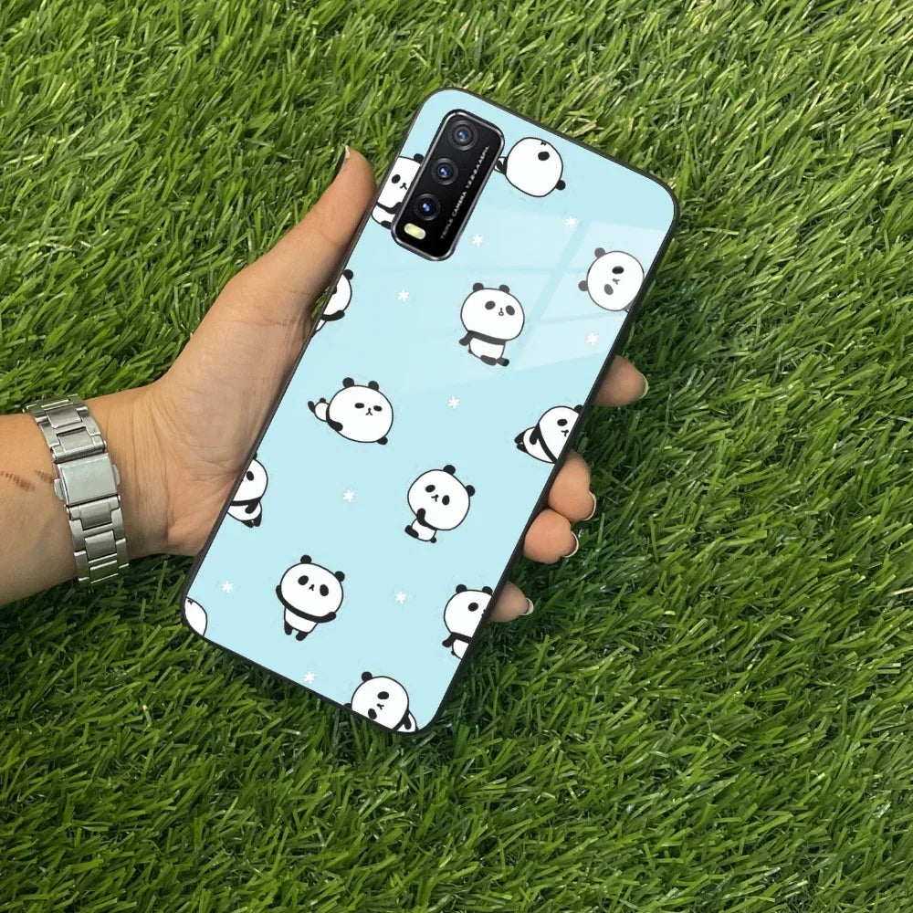 Cute Panda Blue Glass Case Cover For Vivo - ShopOnCliQ