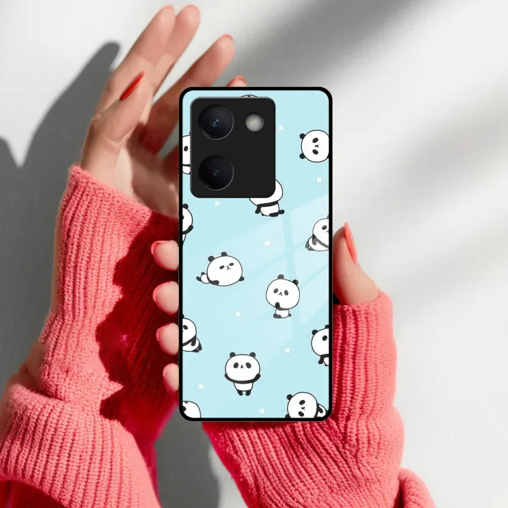 Cute Panda Blue Glass Case Cover For Vivo - ShopOnCliQ