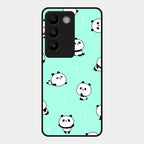 Cute Panda Blue Glass Case Cover For Vivo Y200E 5G