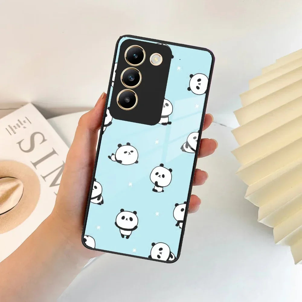 Cute Panda Blue Glass Case Cover For Vivo - ShopOnCliQ