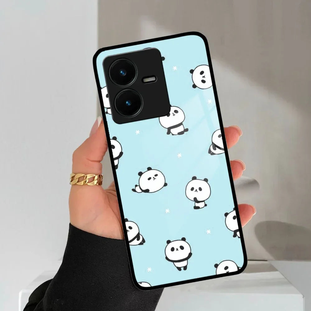 Cute Panda Blue Glass Case Cover For Vivo - ShopOnCliQ