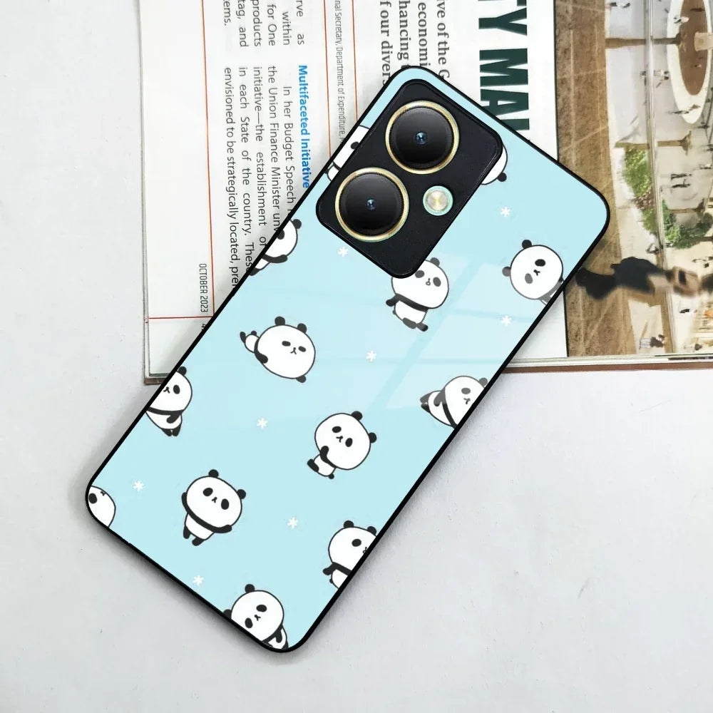 Cute Panda Blue Glass Case Cover For Vivo - ShopOnCliQ