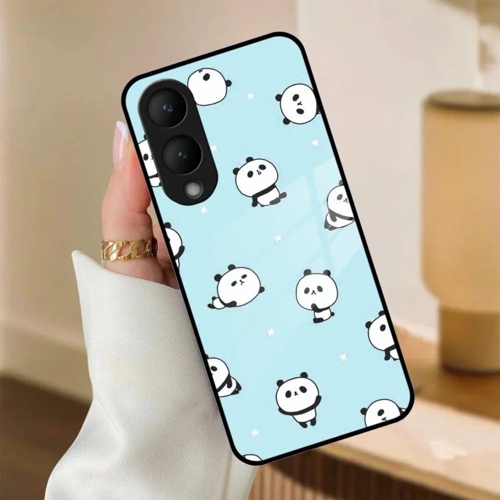 Cute Panda Blue Glass Case Cover For Vivo - ShopOnCliQ