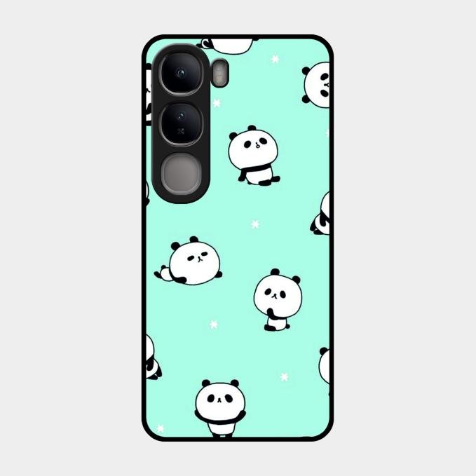 Cute Panda Blue Glass Case Cover For Vivo Y300 5G