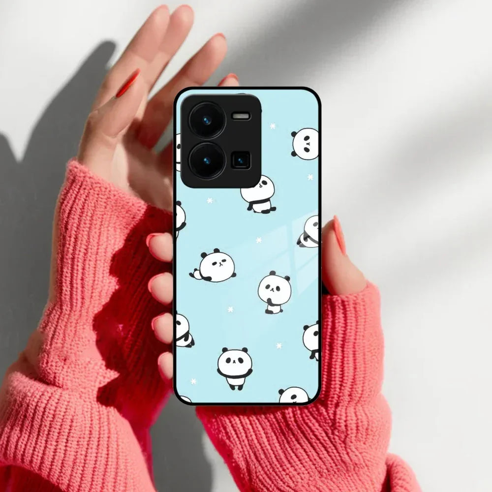 Cute Panda Blue Glass Case Cover For Vivo - ShopOnCliQ