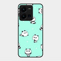 Cute Panda Blue Glass Case Cover For Vivo Y35