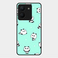 Cute Panda Blue Glass Case Cover For Vivo Y36