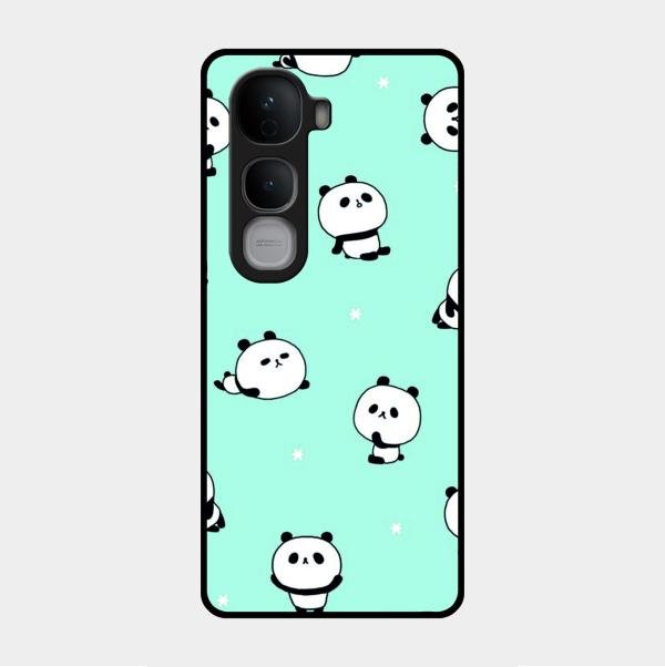 Cute Panda Blue Glass Case Cover For Vivo Y400 Pro 5G