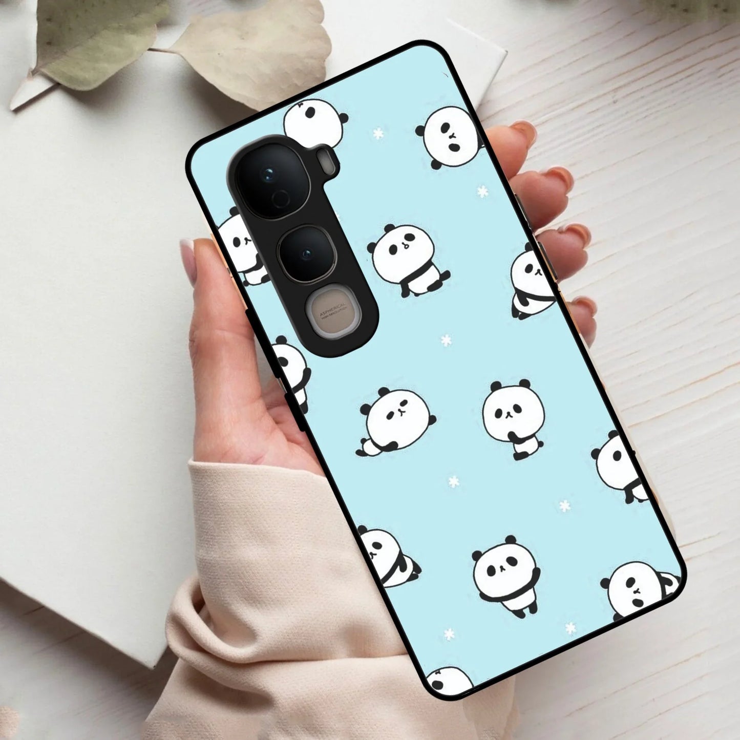 Cute Panda Blue Glass Case Cover For Vivo - ShopOnCliQ