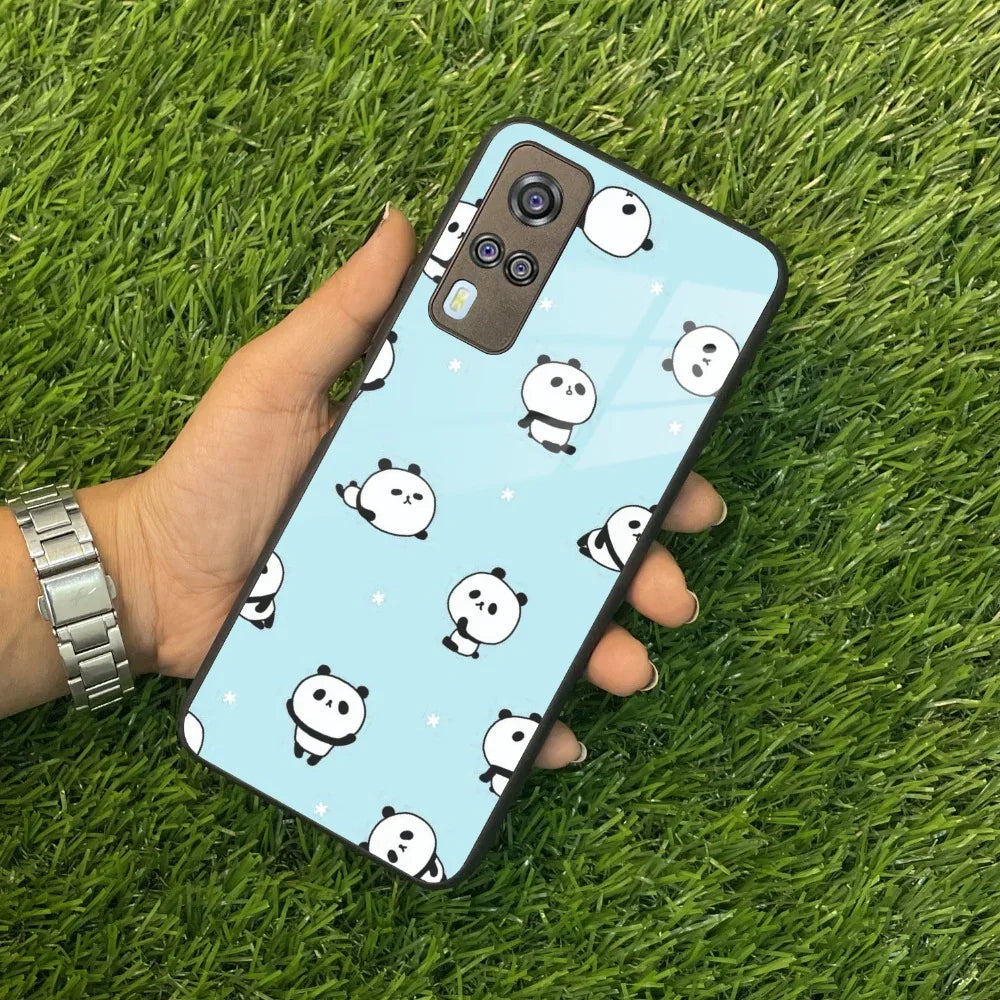 Cute Panda Blue Glass Case Cover For Vivo - ShopOnCliQ