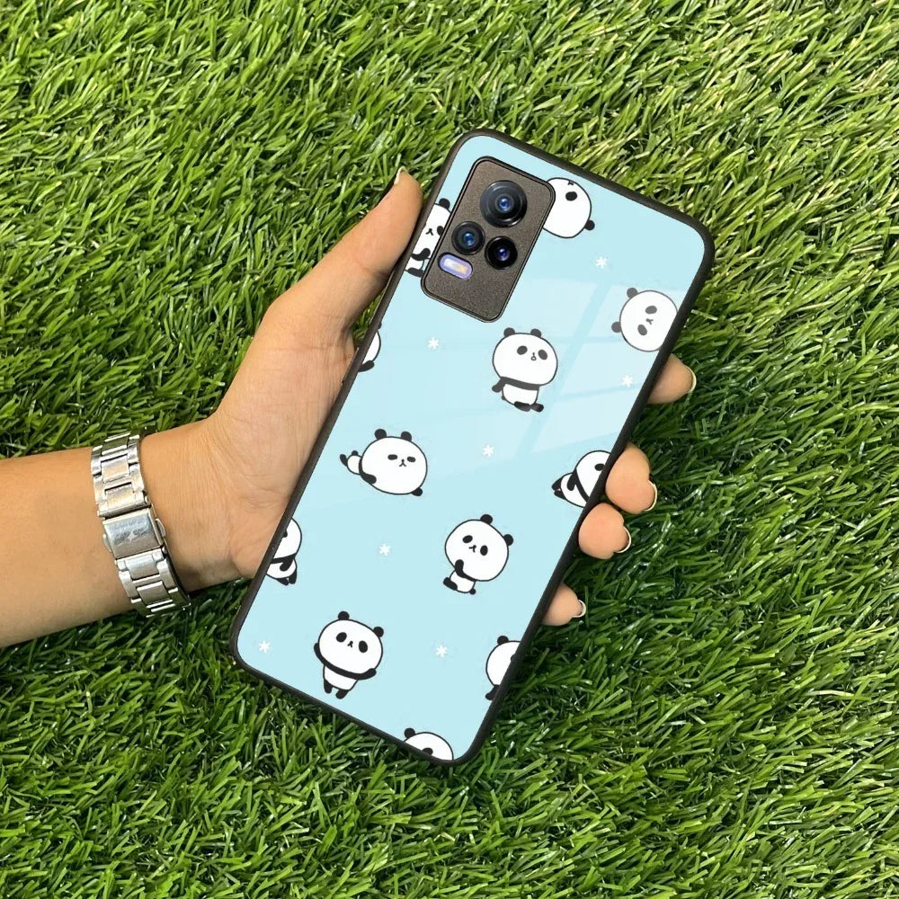 Cute Panda Blue Glass Case Cover For Vivo - ShopOnCliQ
