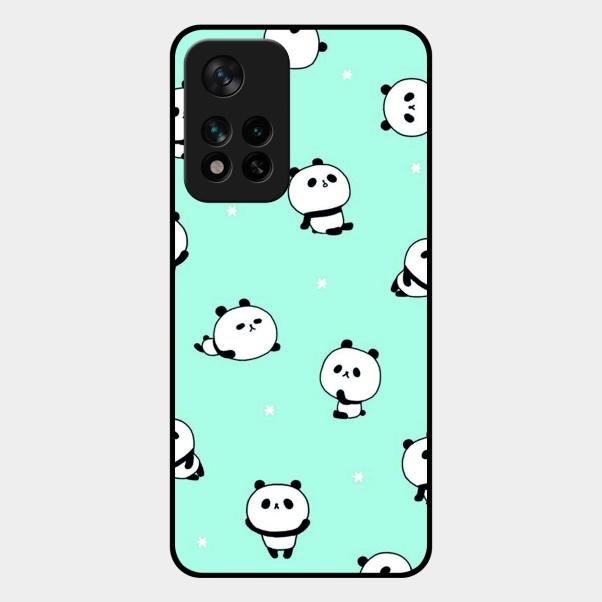 Cute Panda Blue Glass Case Cover For Xiaomi 11I 5G