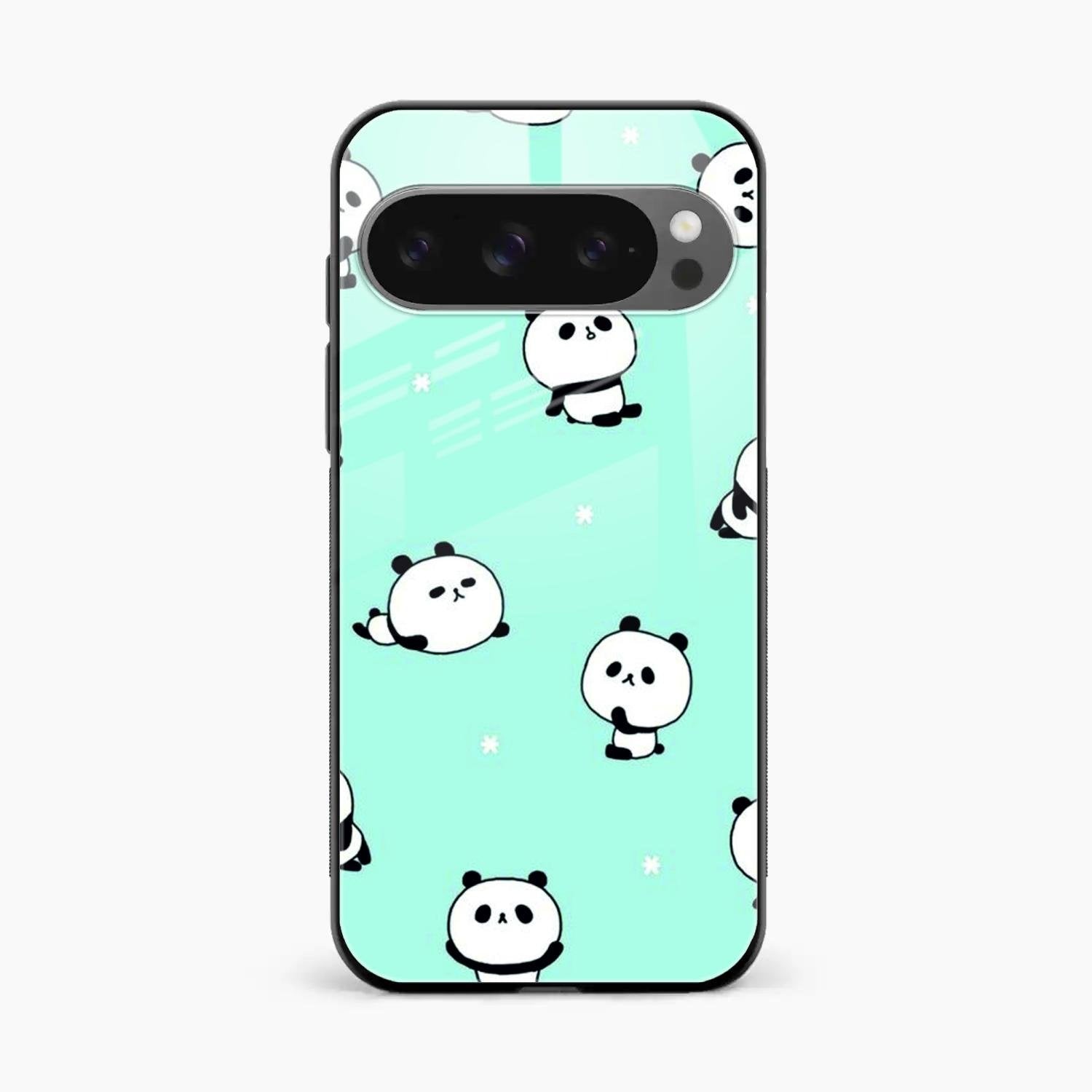 Cute Panda Blue Glossy Metal Case Cover For Google Pixel 10 Pro XL