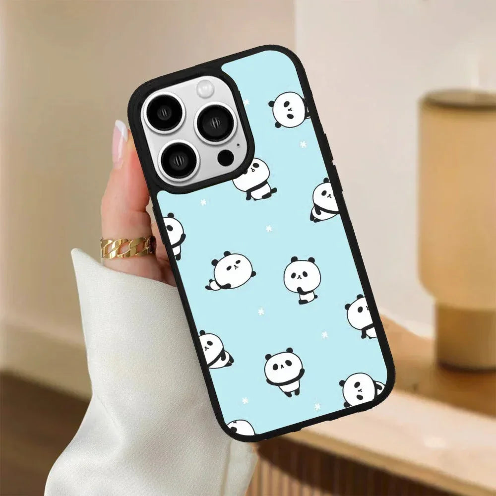 Cute Panda Blue Glossy Metal Case Cover For iPhone - ShopOnCliQ