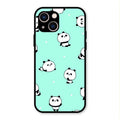 Cute Panda Blue Glossy Metal Case Cover For iPhone 13