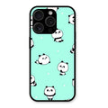 Cute Panda Blue Glossy Metal Case Cover For iPhone 15 Pro Max