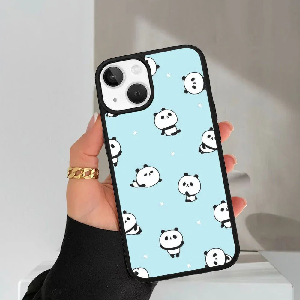 Cute Panda Blue Glossy Metal Case Cover For iPhone - ShopOnCliQ