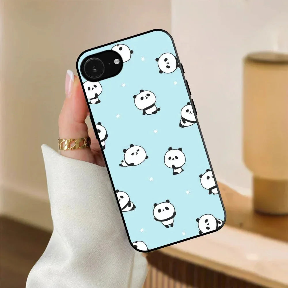 Cute Panda Blue Glossy Metal Case Cover For iPhone - ShopOnCliQ