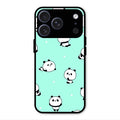 Cute Panda Blue Glossy Metal Case Cover For iPhone 17 Pro