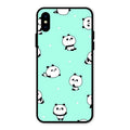 Cute Panda Blue Glossy Metal Case Cover For iPhone XS