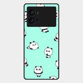 Cute Panda Blue Glossy Metal Case Cover For iQOO 9 Pro 5G