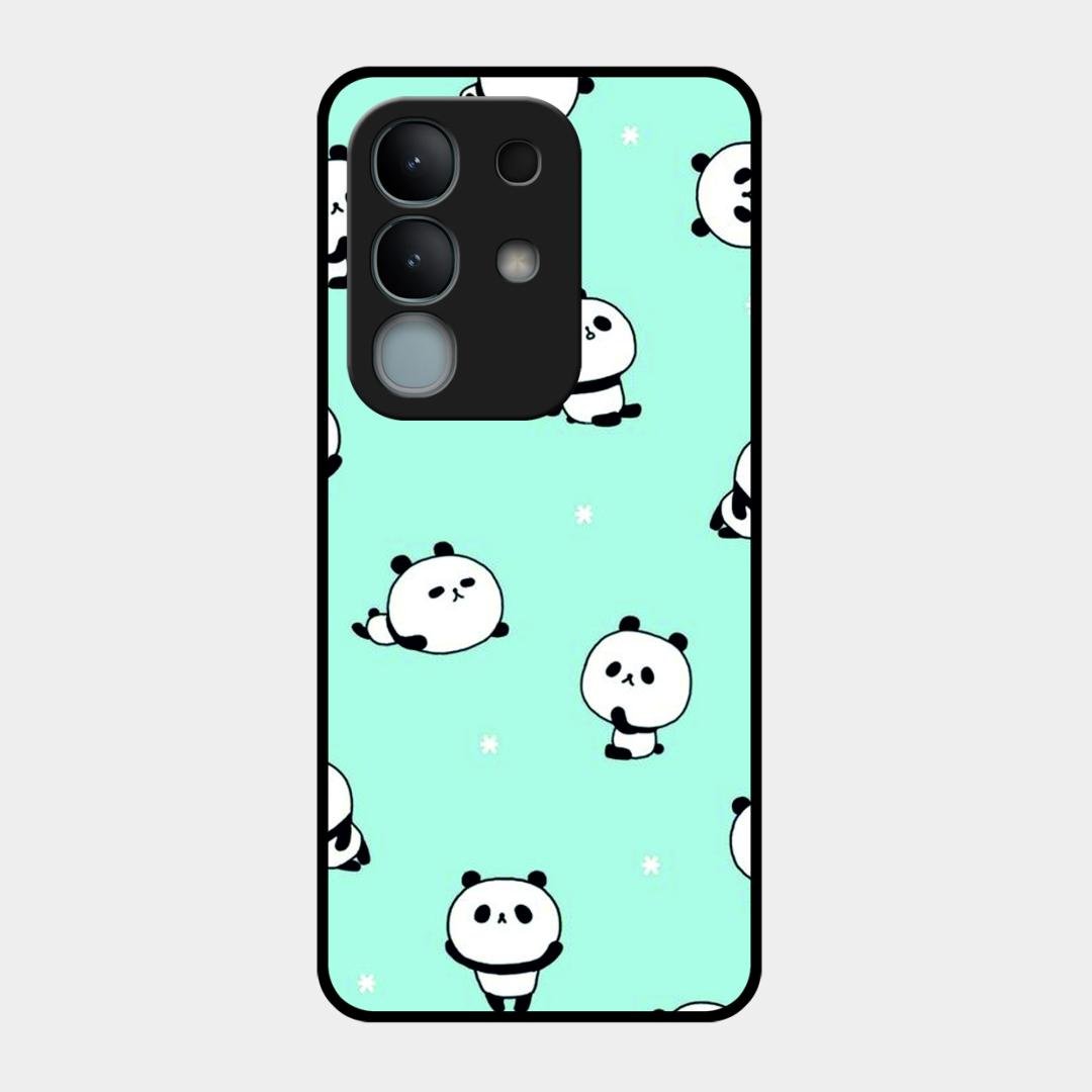 Cute Panda Blue Glossy Metal Case Cover For iQOO Z10x 5G