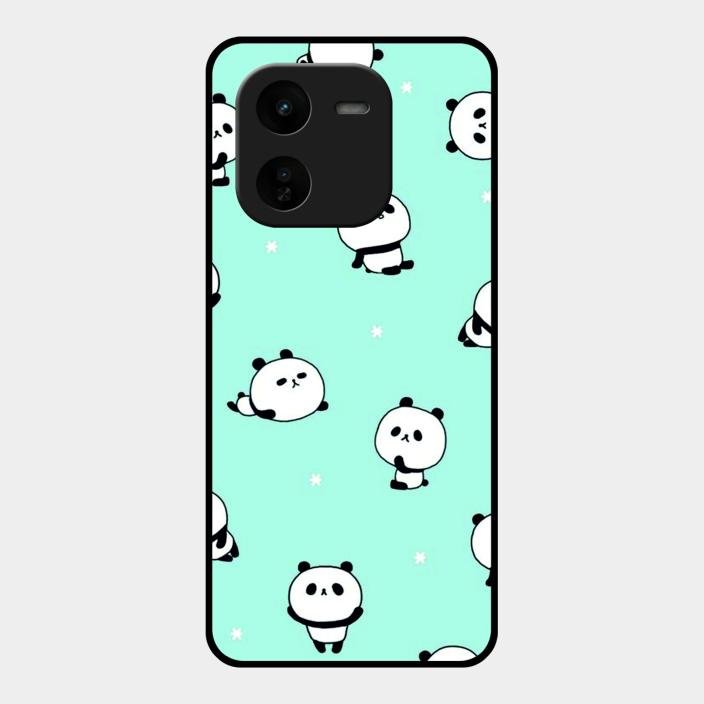 Cute Panda Blue Glossy Metal Case Cover For iQOO Z9X 5G