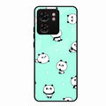 Cute Panda Blue Glossy Metal Case Cover For Motorola Edge 40