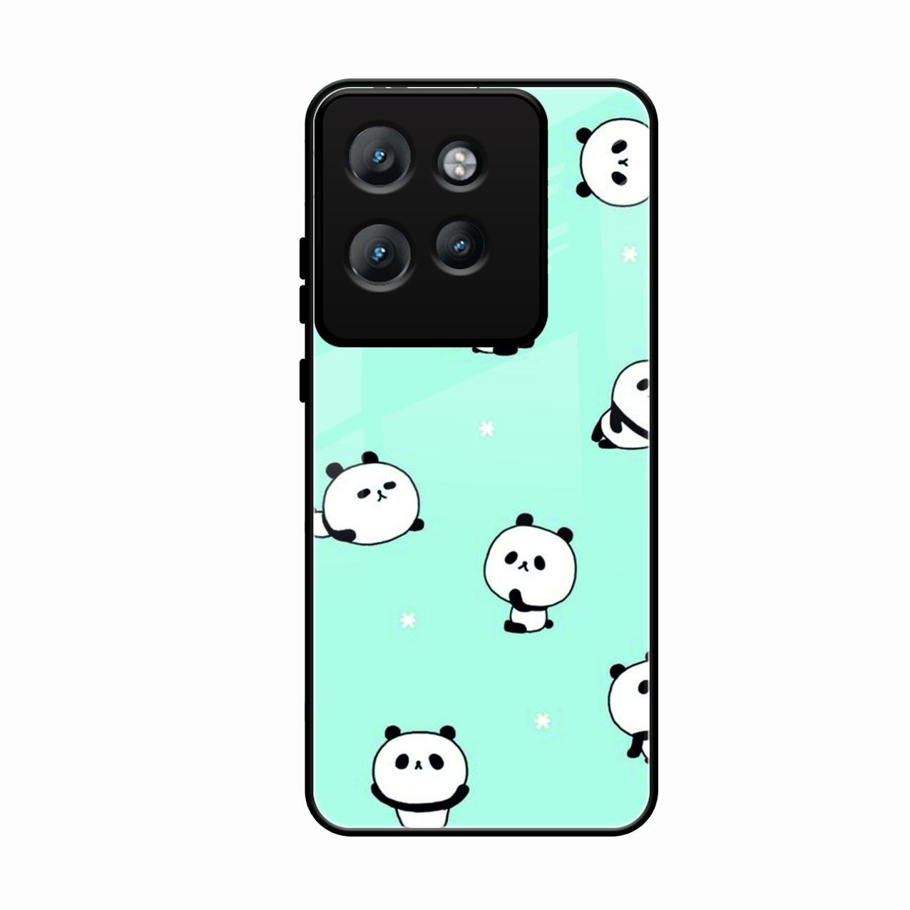 Cute Panda Blue Glossy Metal Case Cover For Motorola Edge 50 Neo
