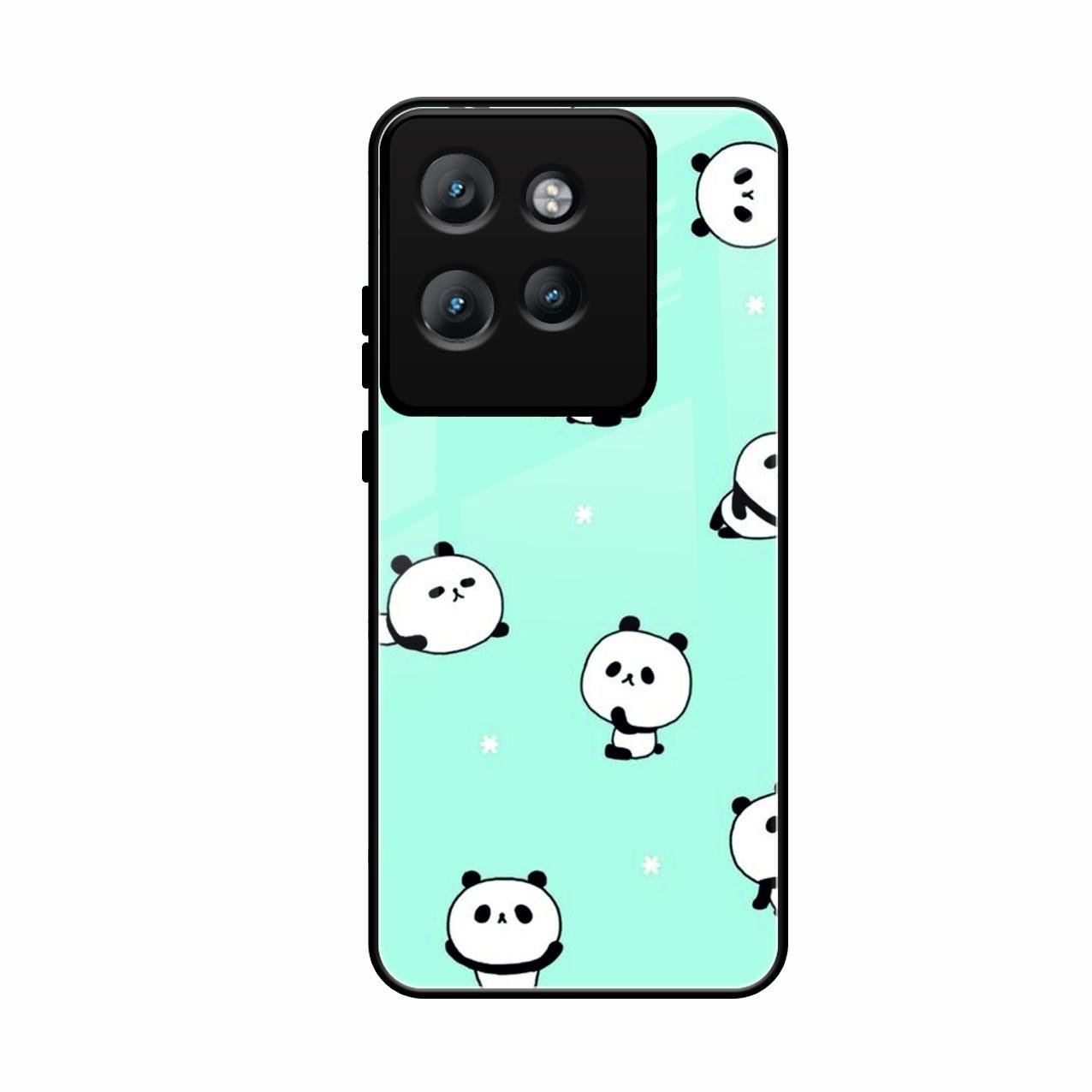 Cute Panda Blue Glossy Metal Case Cover For Motorola Edge 50