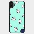 Cute Panda Blue Glossy Metal Case Cover For Nothing Cmf Phone 1
