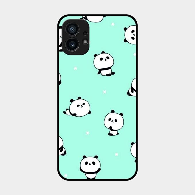 Cute Panda Blue Glossy Metal Case Cover For Nothing Phone 1