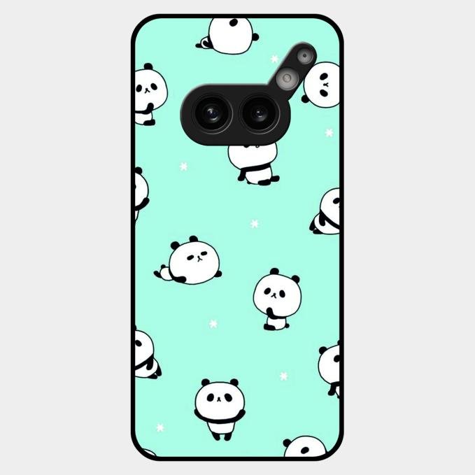 Cute Panda Blue Glossy Metal Case Cover For Nothing Phone 2A Plus