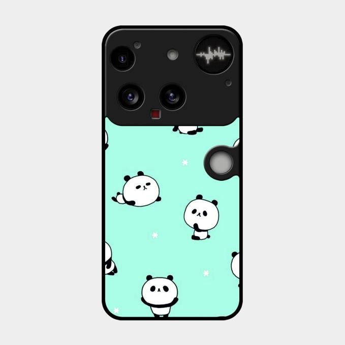 Cute Panda Blue Glossy Metal Case Cover For Nothing Phone 3 5G