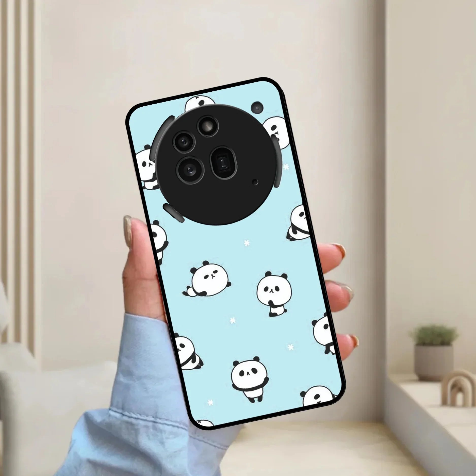 Cute Panda Blue Glossy Metal Case Cover For Nothing - ShopOnCliQ