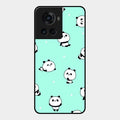 Cute Panda Blue Glossy Metal Case Cover For Oneplus 10R 5G