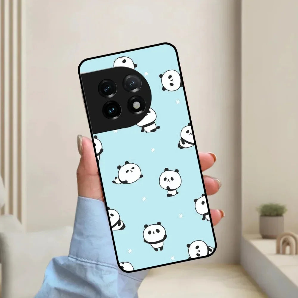 Cute Panda Blue Glossy Metal Case Cover For OnePlus - ShopOnCliQ